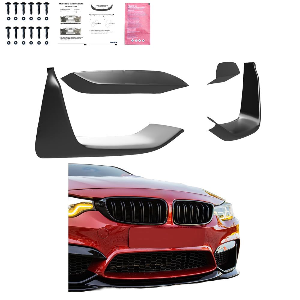 Frontflaps kompatibel mit BMW M4 F82 / M3 F80 2014-2021 Schwarz Glänzend
