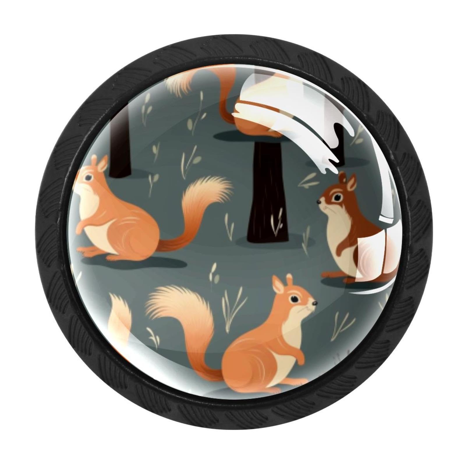 Chenzzzz Multicolored 06 4 Pack Black Squirrel Drawer Knobs, Cabinet Knobs Round Glass Knobs For Kitchen Cabinet Hardware Bathroom 35Mm