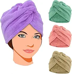 Kit 4 Touca de Cabelo Toalhas Cabelo Touca Mágica Seca Rápido Touca Antifrizz Toalha Turbante Super Absorvente