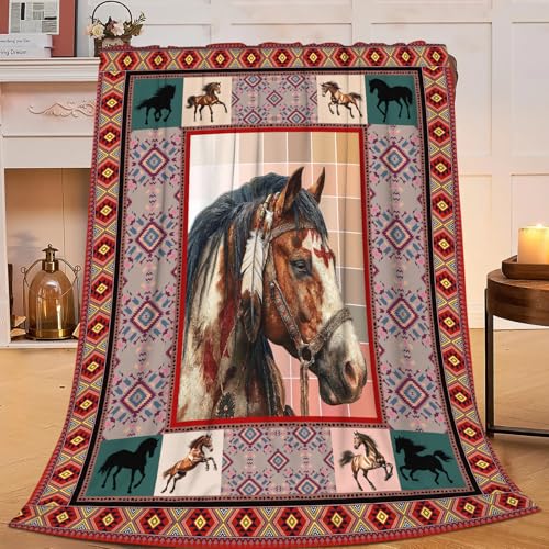 Horse Throw Blanket Horse Stuff Gifts for Kids Girls Boys Adults Women Men Soft Cozy Warm Plush Fluffy Fuzzy Fleece Blanket Decor 40''X50''