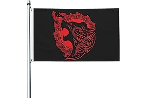 Majestic Old Vikings Norse Mythology Raven Odin Wolf Flag