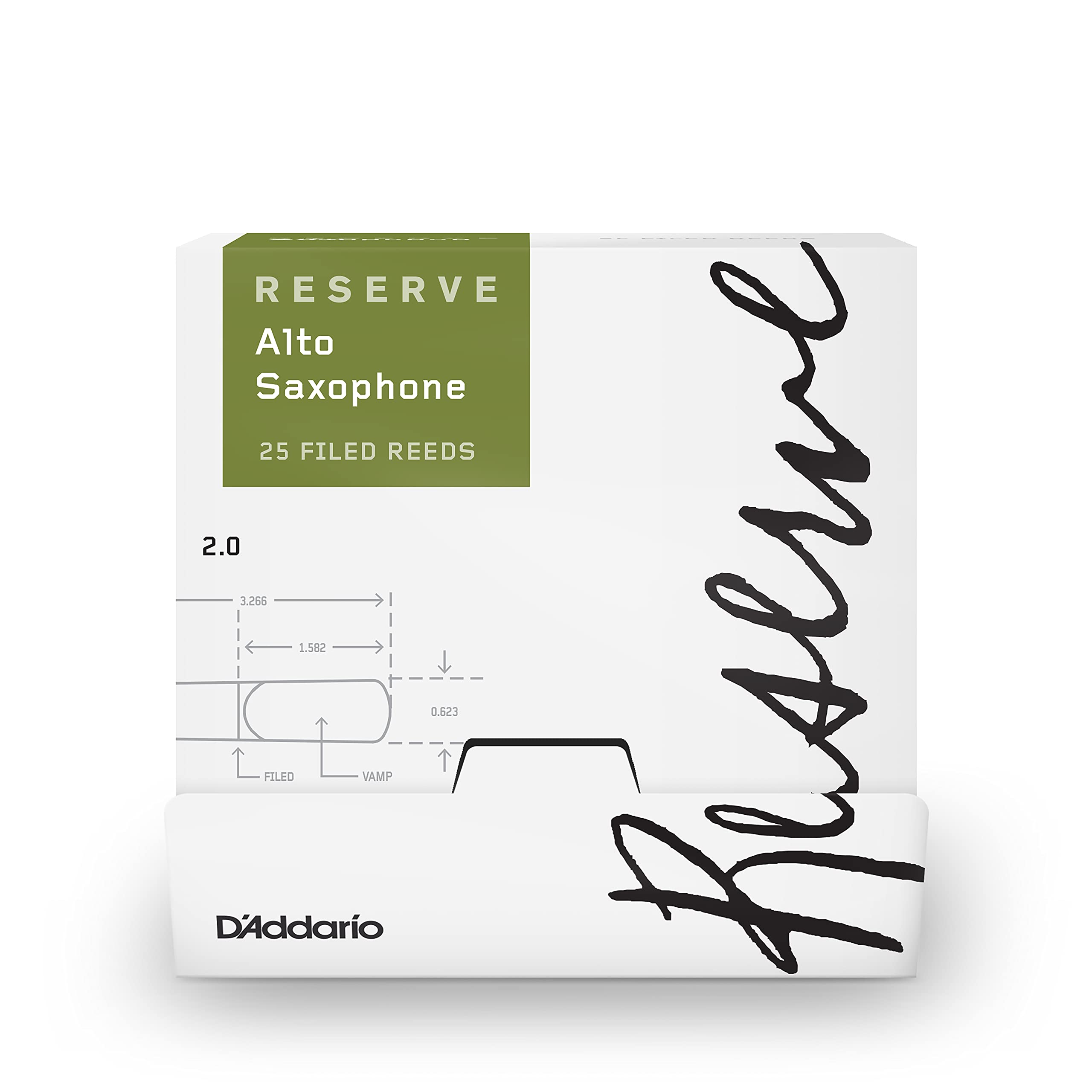 D'Addario Cañas de Saxofón Alto Reserva, Strength 2.0, 25-Pack