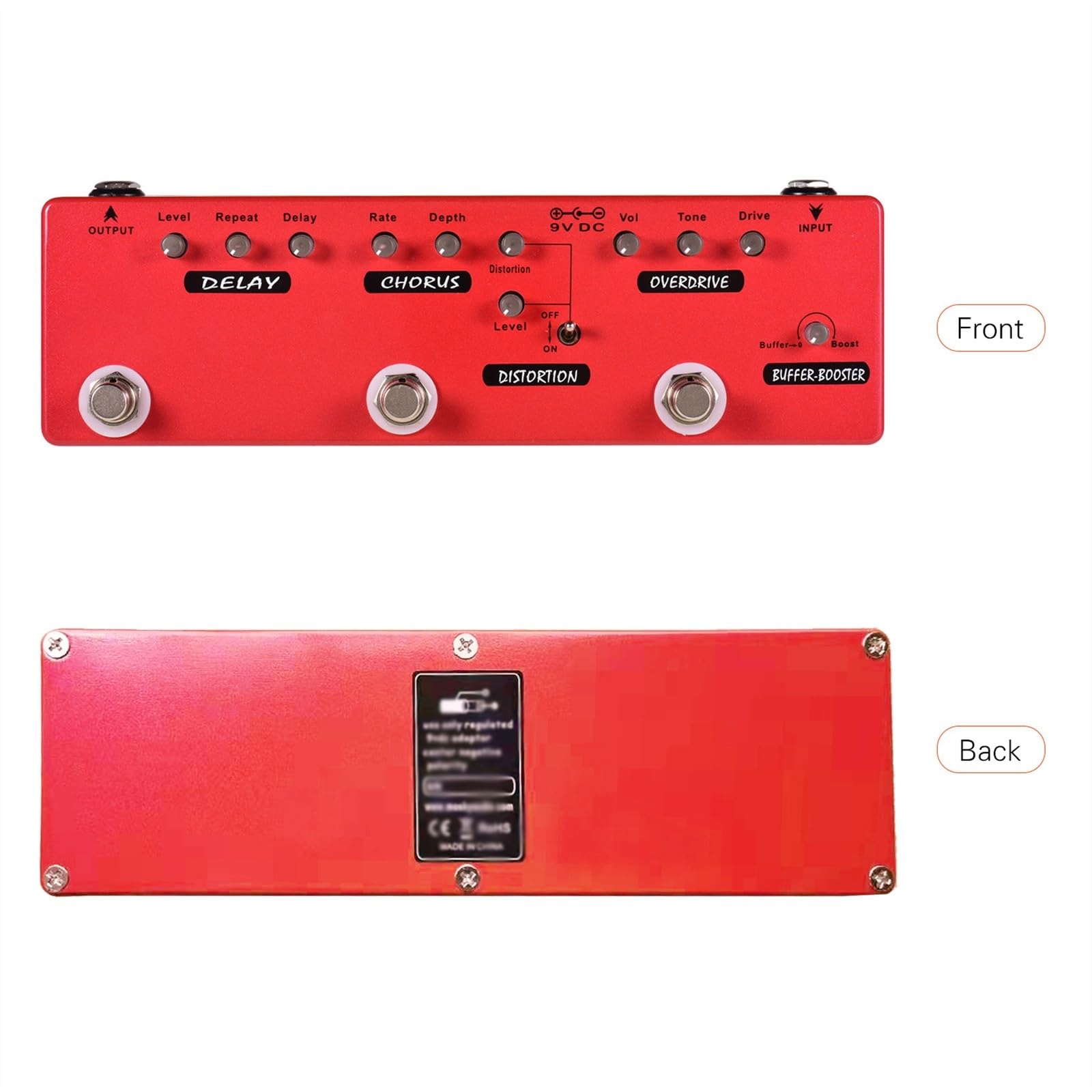 modulacyjny pedał gitarowy 6-w-1 Multi-efekt Gitarowy Pedal Delay I Chorus And Distortion Overdrive Booster Bufor Pełen Z True Bypass