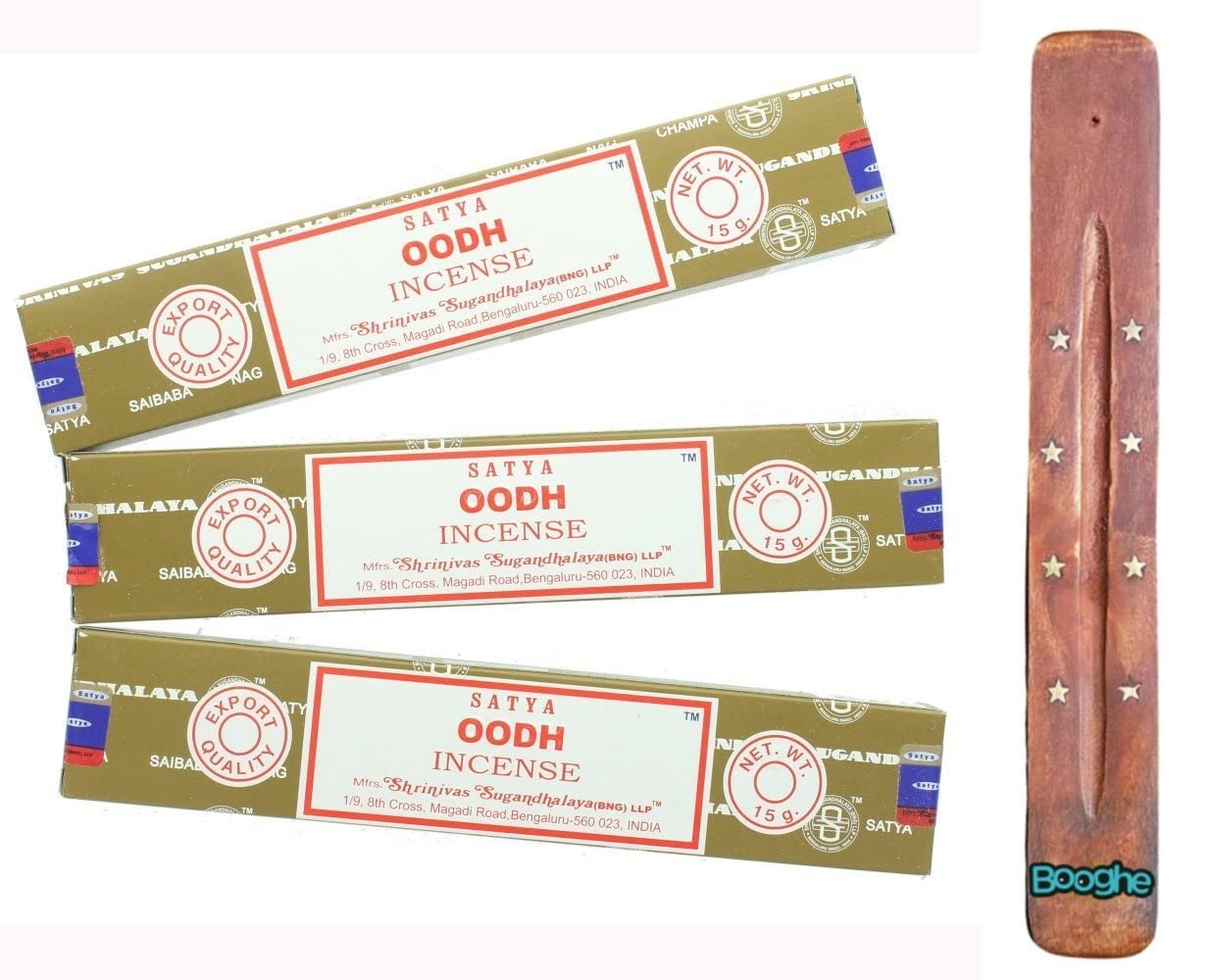 Booghe Satya Nag Champa Incense Sticks | X3 Pack | With Incense Sticks Holder (Oodh)