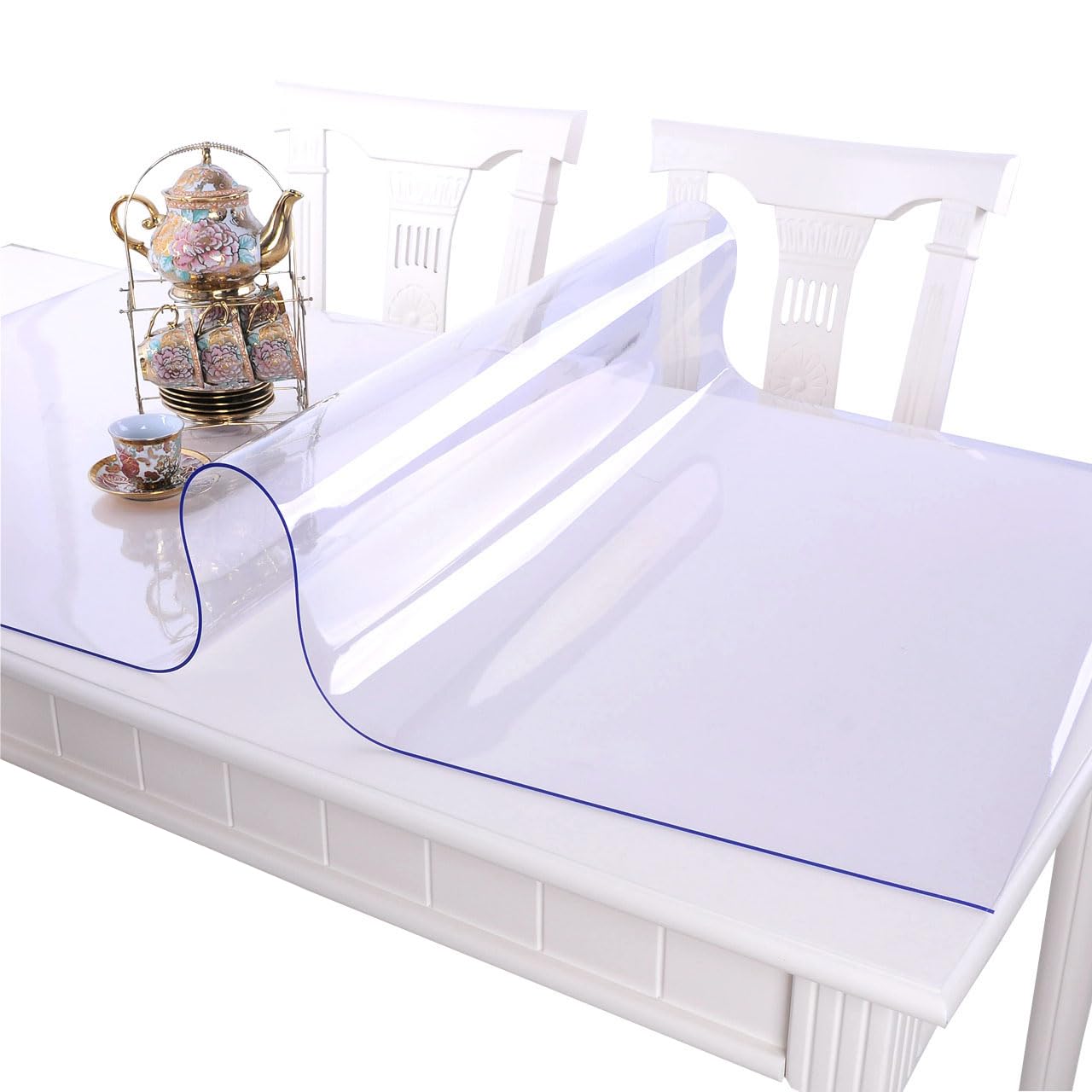 VITA FELICE ‌PVC Table Protector Clear Plastic Waterproof Table Cover for Dining Table, Heavy Duty Wipe Clean Transparent Mat,Tablecloth for Worktop Kitchen Restaurant Party Events (60x130cm)