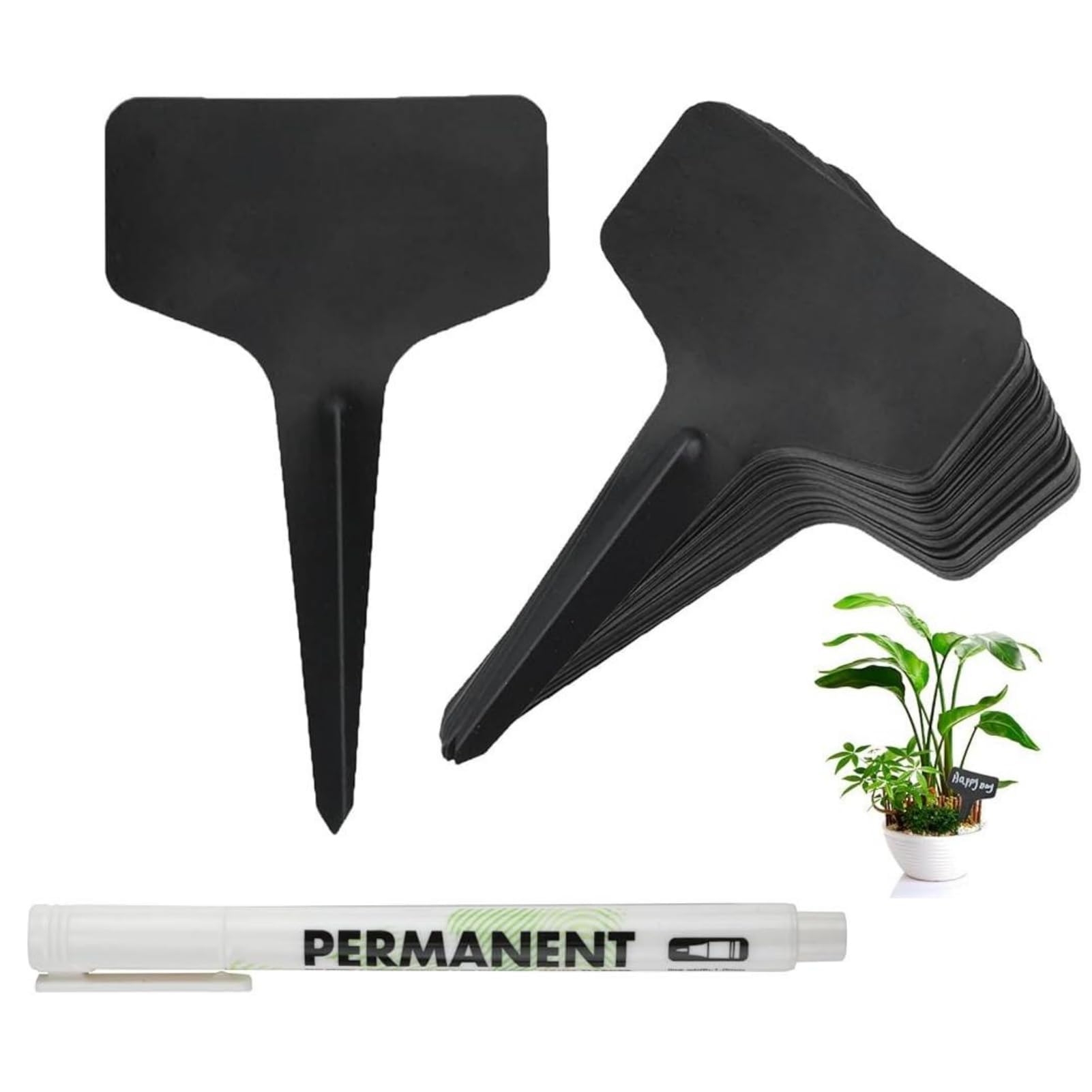 GWHOLE 100 Etiquettes Jardin T-Type Multicolores Avec Marqueur Noir - Etiquettes Potager Plastique Pour Fleurs, Légumes Et Semis (Cinq Couleurs)