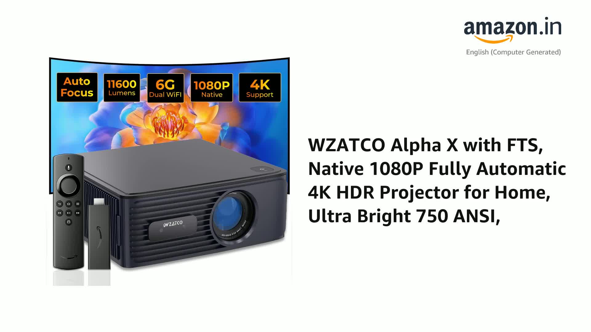 WZATCO Alpha X, Ultra Bright 15000 Lumens Native 1080P Fully
