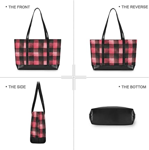 Miniatura 3 de Buffalo Plaid - Bolsas de computadora modernas para mujer, con cremallera, color rojo y negro, monederos de trabajo para viajeros con maletín