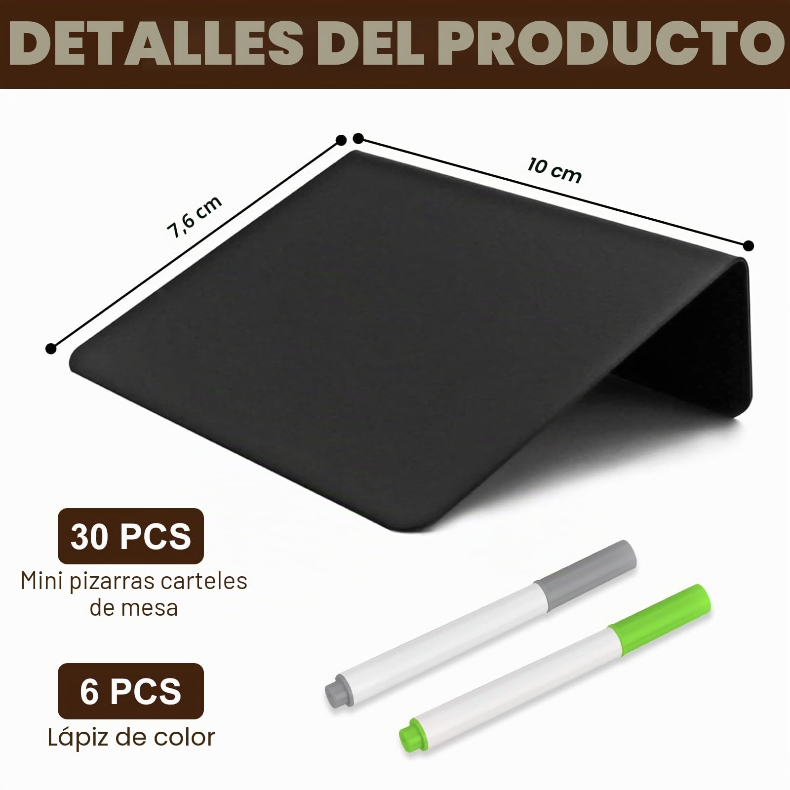 Mini Pizarras Negras para Precios - Tablero Tiza Acrílica con 6 Rotuladores - Carteles Mesa Restaurante