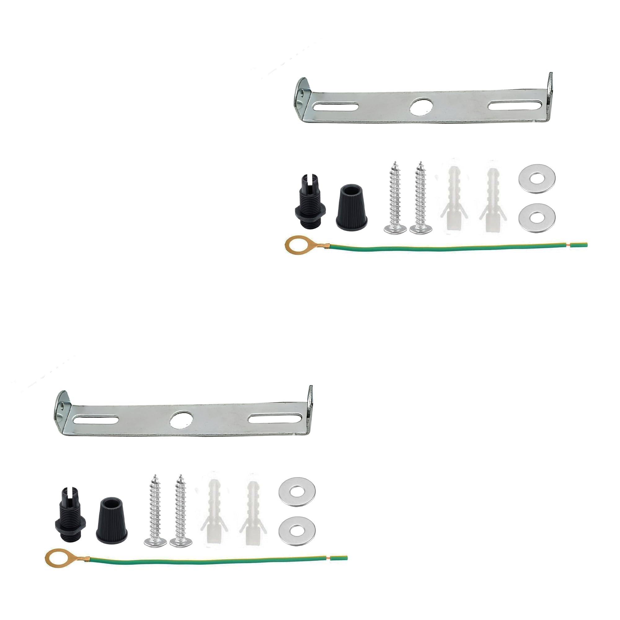 LEDSone 2PCS 95mm Ceiling Light Mounting Bracket Kit, Metal Light Fitting Crossbar Plate with Screws, Washers & Earth Wire, Universal Pendant Lamp Ceiling Rose Fixing Bracket for Wall & Ceiling Lights