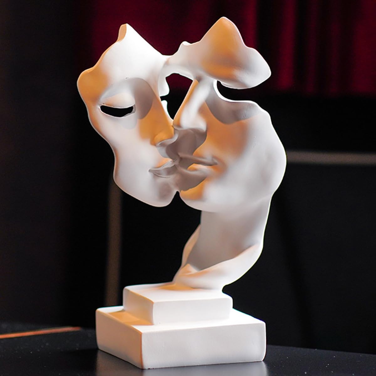 Statue Décorative Masque De Couple PIGPIGFLY - Sculpture Abstraite En Résine Pour Salon