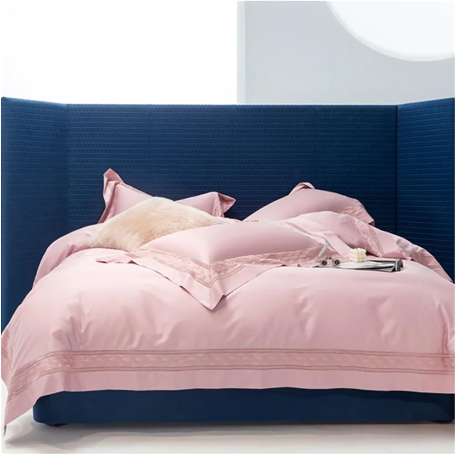 , 1400TC Egyptian Cotton Bedding Set Hollow Out Wide Edge Embroidery Duvet Cover Flat/Fitted Bed Sheet Pillowcases,Bed