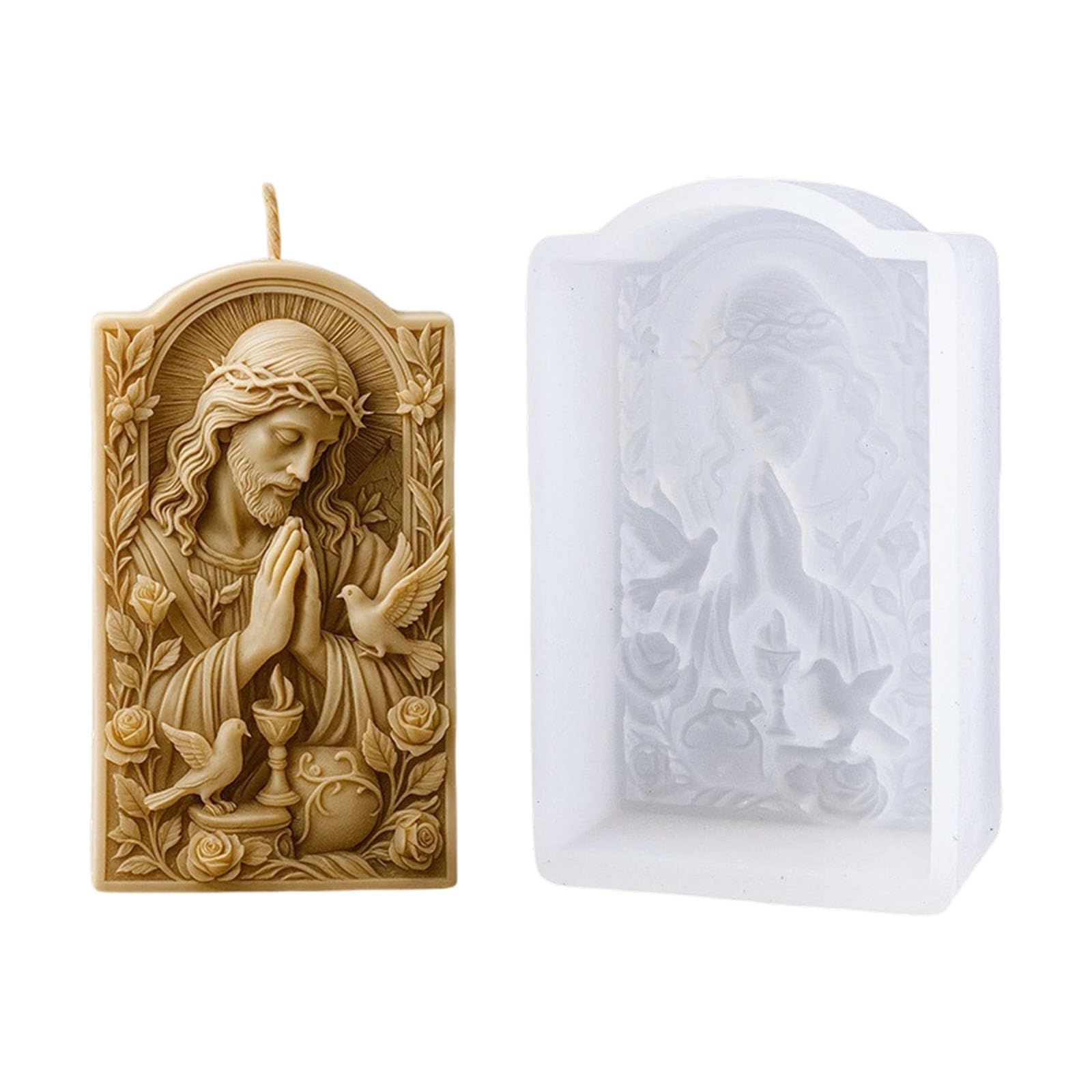 COOLHOOD Silicone Figurine Casting Mold for Resin Plaster Wax, Flexible Single Cavity Mold for Home Statue Projects Figurine Casting Silicone Statue Resin Plaster Wax Craft Easy Release Relief Home