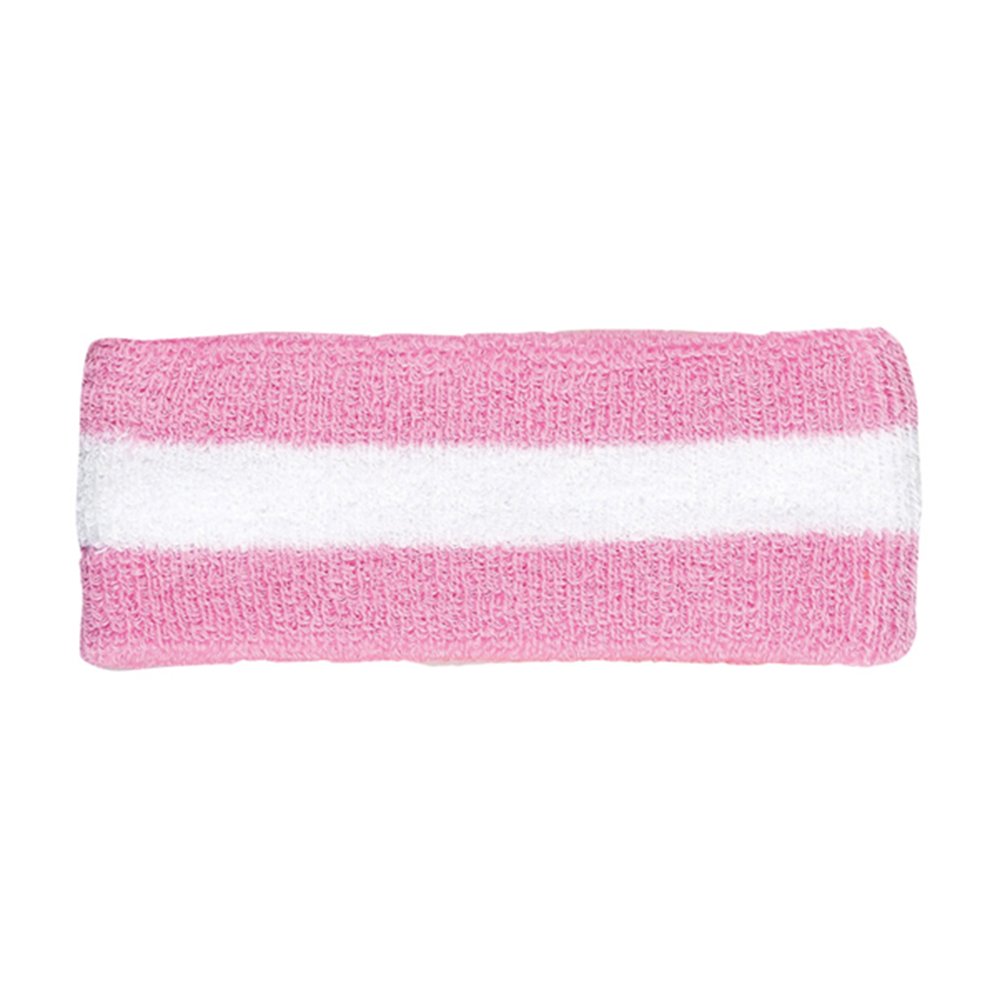 Armycrew One Size, Pink White: Cotton Terry Cloth Stretchy Stripe Sports Headband-image-44