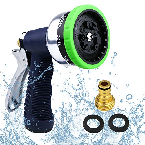 Preisvergleich Produktbild TedGem Gartenbrause, Garten Handbrause Gartenbrause Metall Garten Spritzpistole 9 Einstellbare Bewässerungsmuster für Bewässerungsanlagen, Reinigung, Autowäsche und Duschen von Haustieren