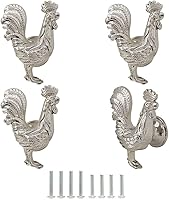 Vista 1 de Perillas de pollo, pomos de gallo para armario y cajones, pomos decorativos de zinc dorado en forma de gallo para cocina, armario, tocador, muebles