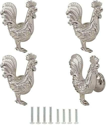 Perillas de pollo, pomos de gallo para armario y cajones, pomos decorativos de zinc dorado en forma de gallo para cocina, armario, tocador, muebles