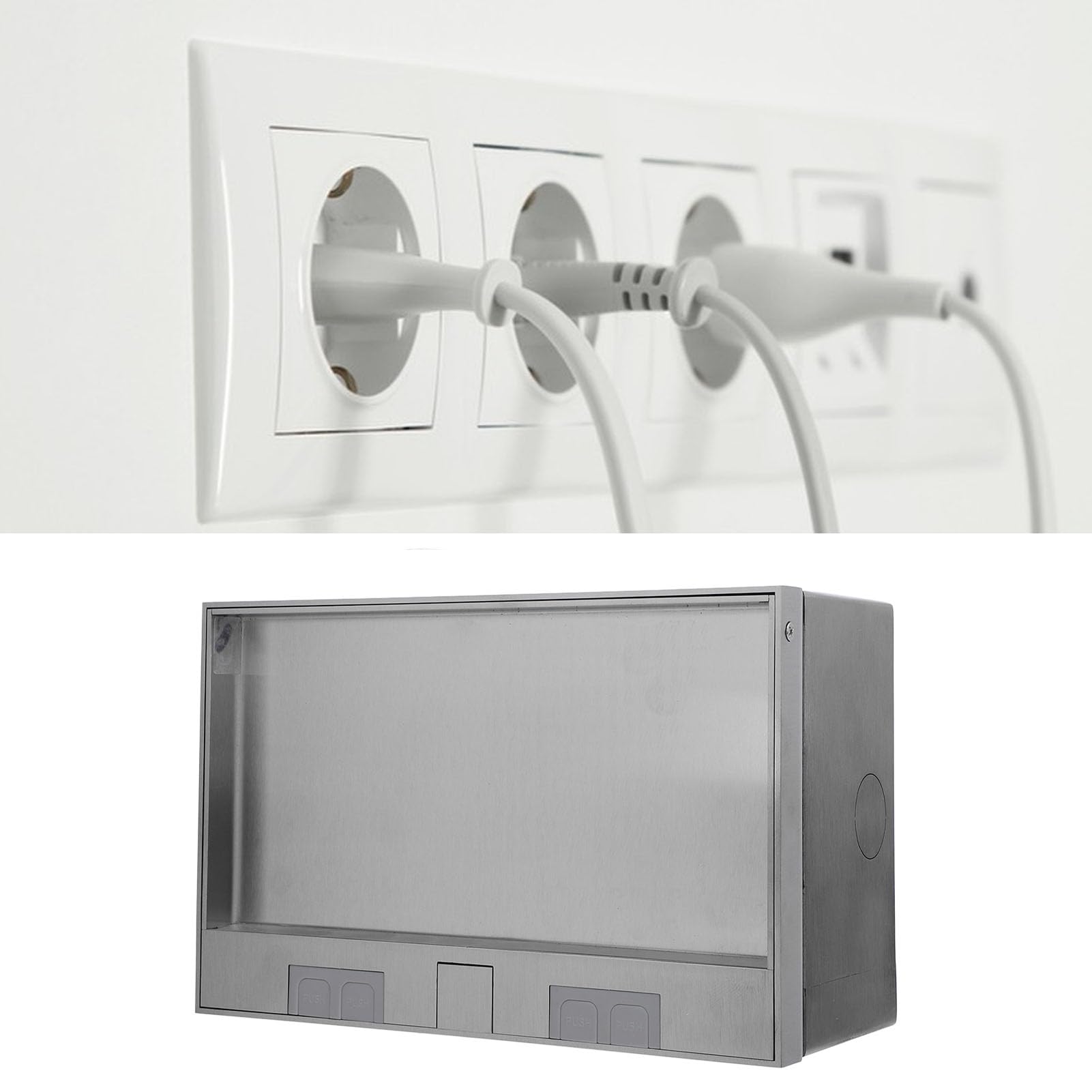 Scatola di Derivazione da Incasso a Pavimento in Stile Marmo con 2 Prese e 2 Porte USB per Ufficio Scolastico, Materiale Acciaio Inossidabile/PC