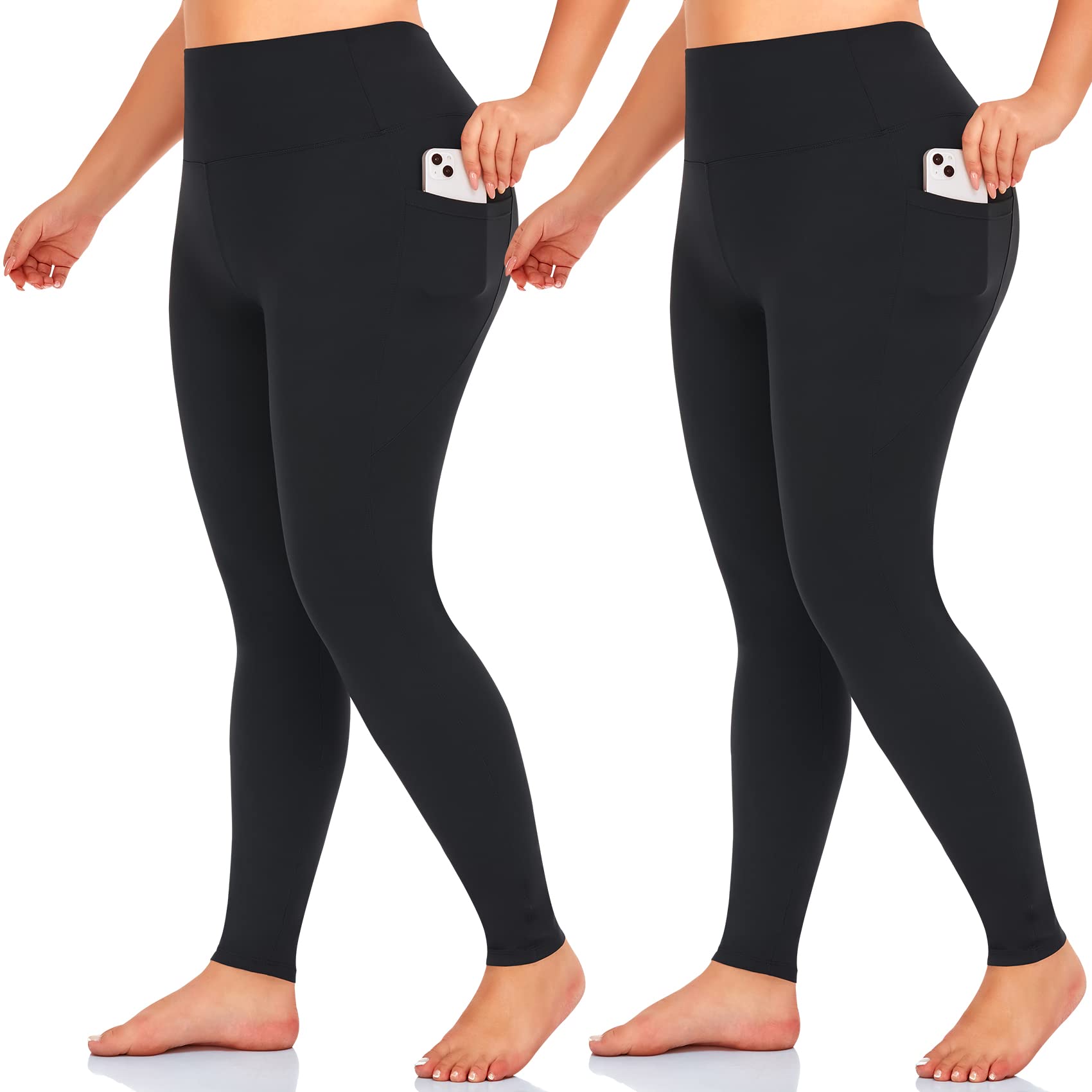 MOREFEEL Leggings con Tasche da Donna, a Vita Alta, Controllo della Pancia, Allenamento, Sollevamento dell'anca, Pantaloni da Yoga Activewear