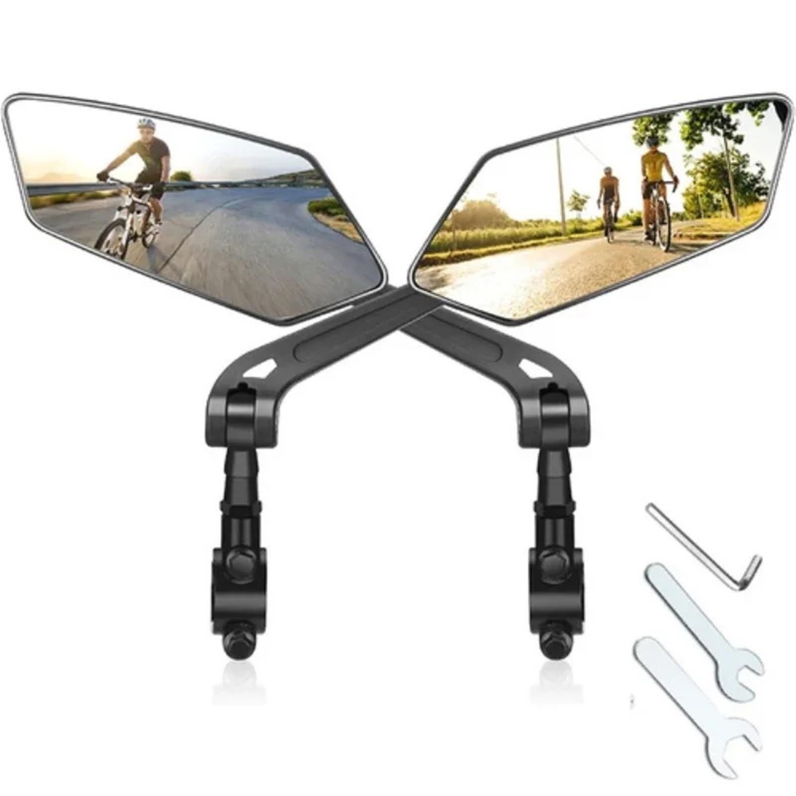 Rétroviseur Réflecteur Réglable Rotatif Guidon Miroir Clair Électrique Scooter Cyclisme Vélo Accessoire retroviseur guidon(One Pairs)