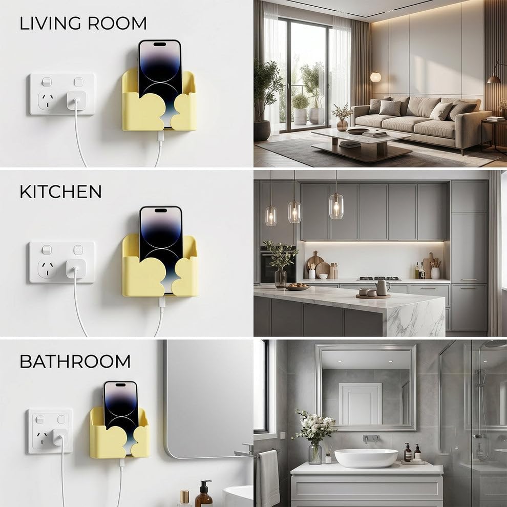 Image of Oblivion Wall Mount Phone Holder Self Adhesive Mobile Charging Stand