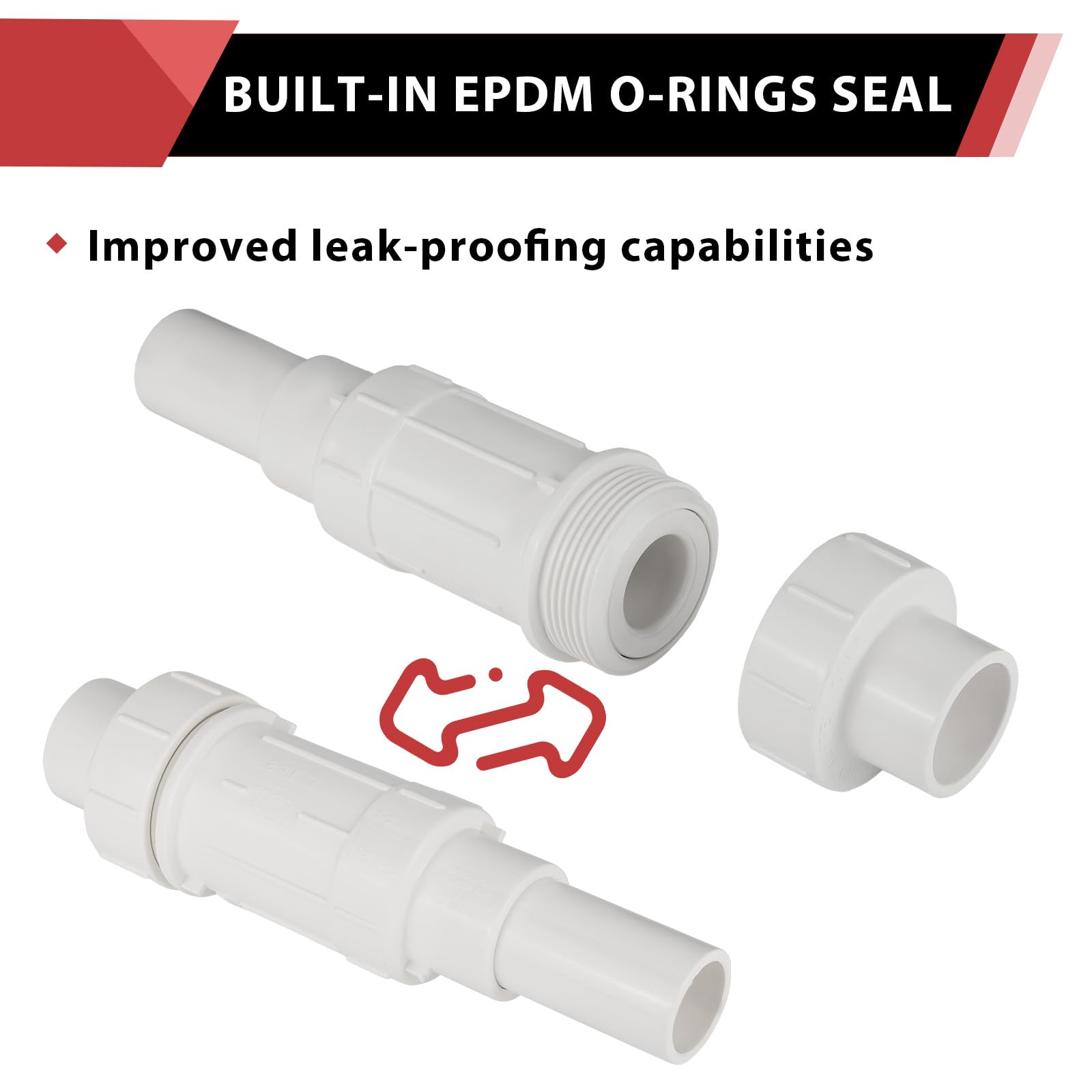 EFIELD - Acoplamiento de reparación de expansión de PVC de 1/2 pulgada (20 unidades) para tuberías rotas o agrietadas, horario 40, color blanco