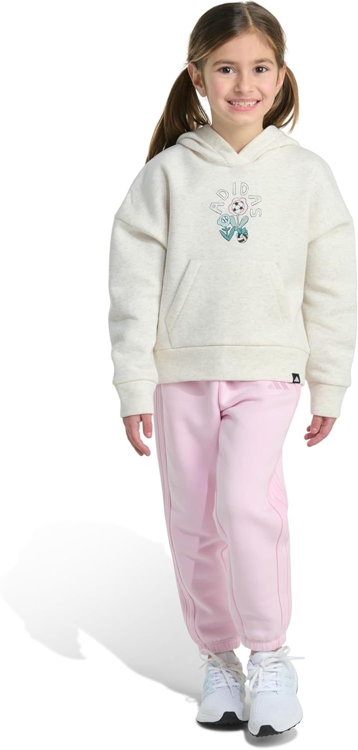 adidas baby-girls 2-piece Long Sleeve Hooded Heather Pullover & Jogger Set