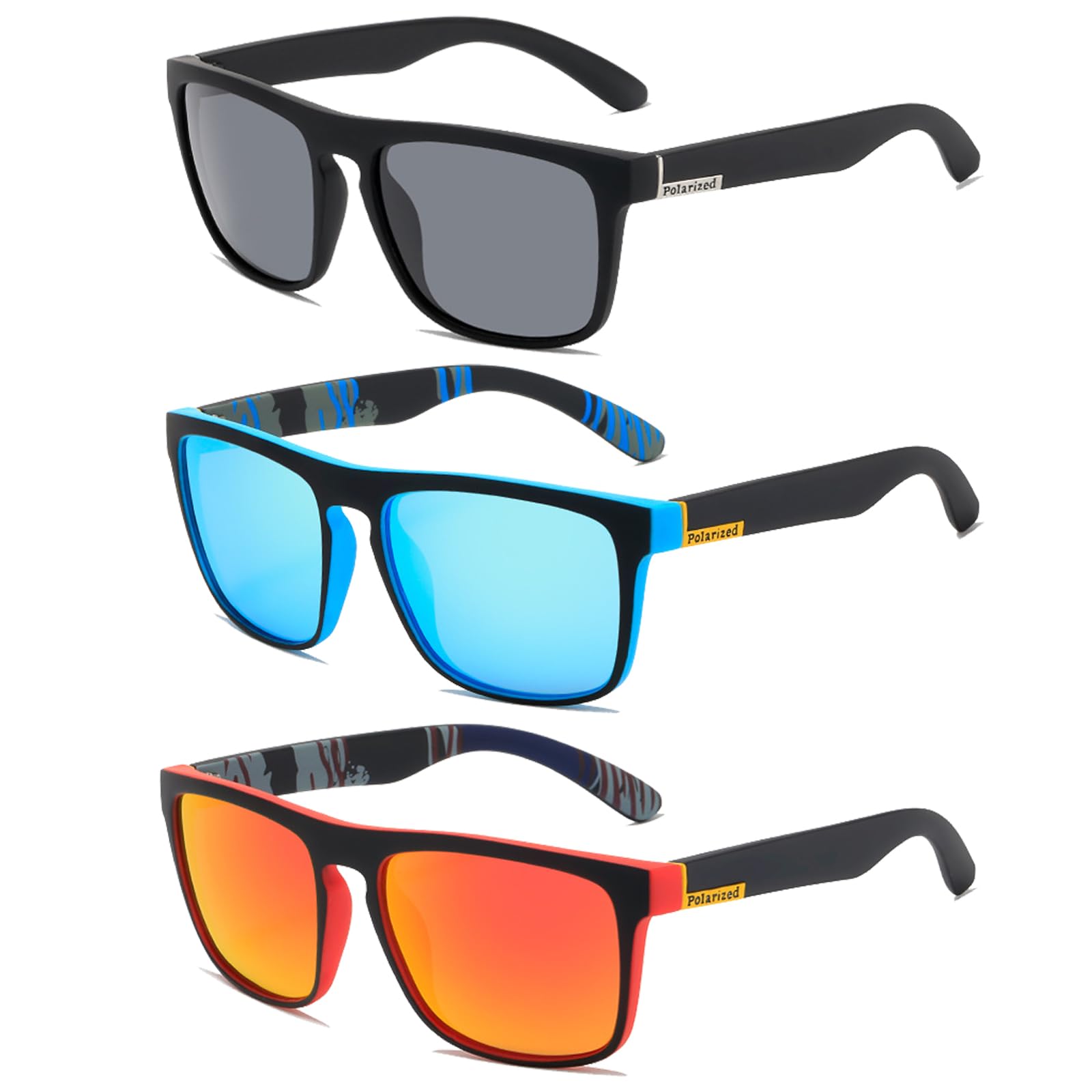 DKDDSSS 3 Pares Gafas de Sol Polarizadas, Gafas Polarizadas, Gafas de Sol Hombre Polarizadas, Gafas de Sol Polarizadas para Hombre Mujer, Gafas de Sol Mujer Polarizadas, Protección UV