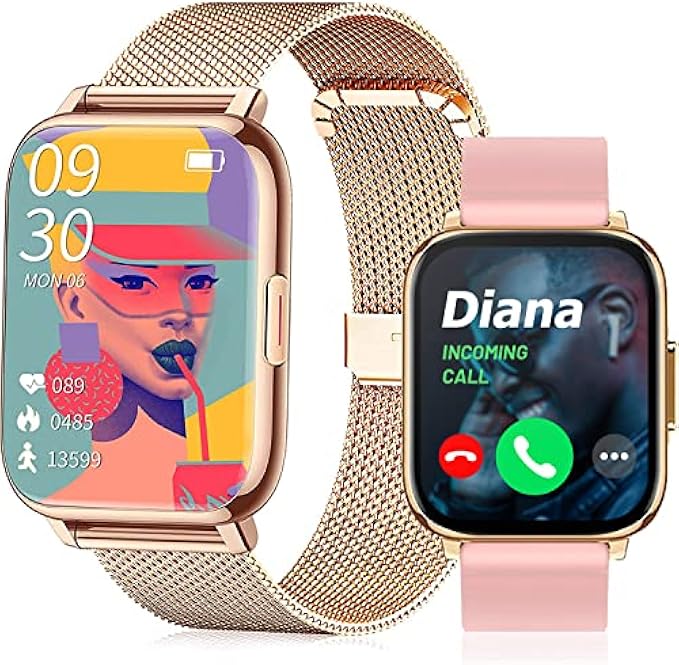 Cakuja Smart Watch with Text and Call for Android Phones Women Smart Watch for iPhone Compatible Fitness Tracker Waterproof with Blood Pressure Hert Rate Monitor IP67 Rose Gold