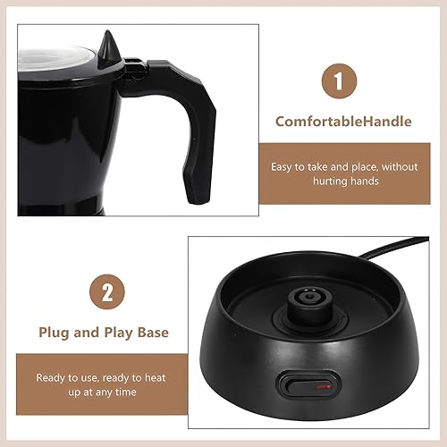 Miniatura 2 de AOZBZ Cafetera eléctrica para café expreso, 10.1 fl oz, 6 tazas de acero inoxidable con protección contra sobrecalentamiento y base desmontable,