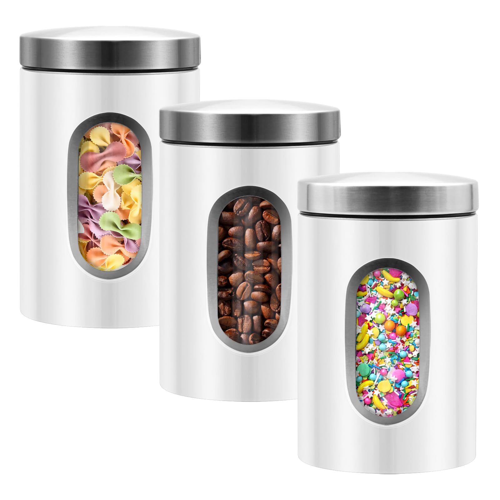 LYFJXX 3 Pcs Stainless Steel Kitchen Canister Set with Visible Window
