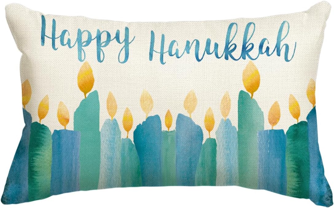 AVOIN colorlife Happy Hanukkah Candles Throw Pillow Cover