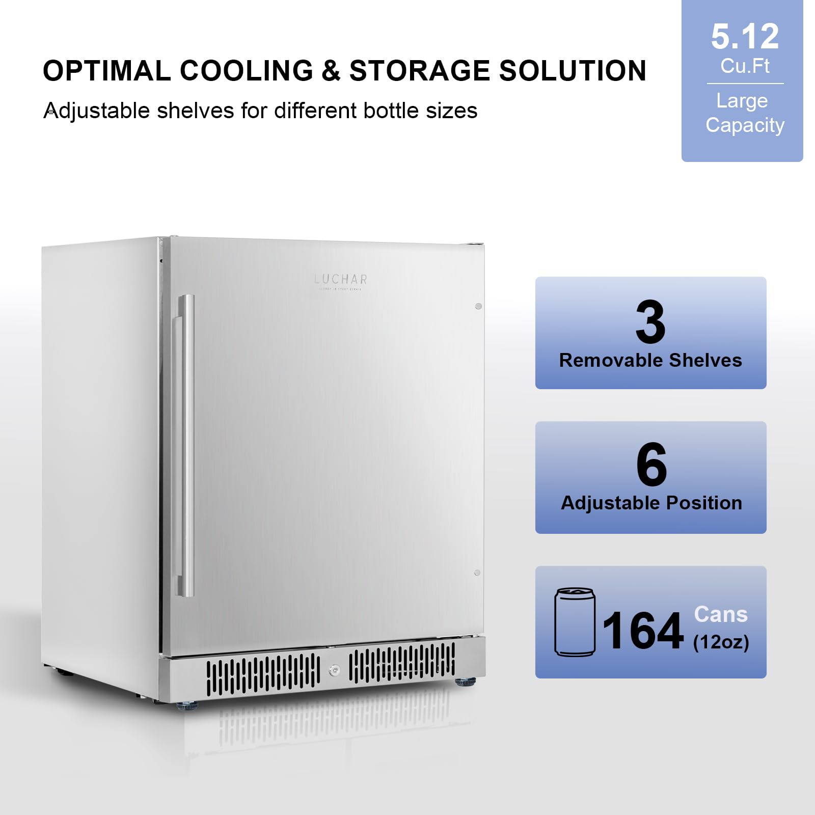 Akicon 24 Inch Beverage Refrigerator, 164 Cans Quiet Mini Fridge With Safety Lock And Temperature Memory Touchscreen, Built-In/Freestanding For Home, Stainless Steel Door on Fridge.com - View 2
