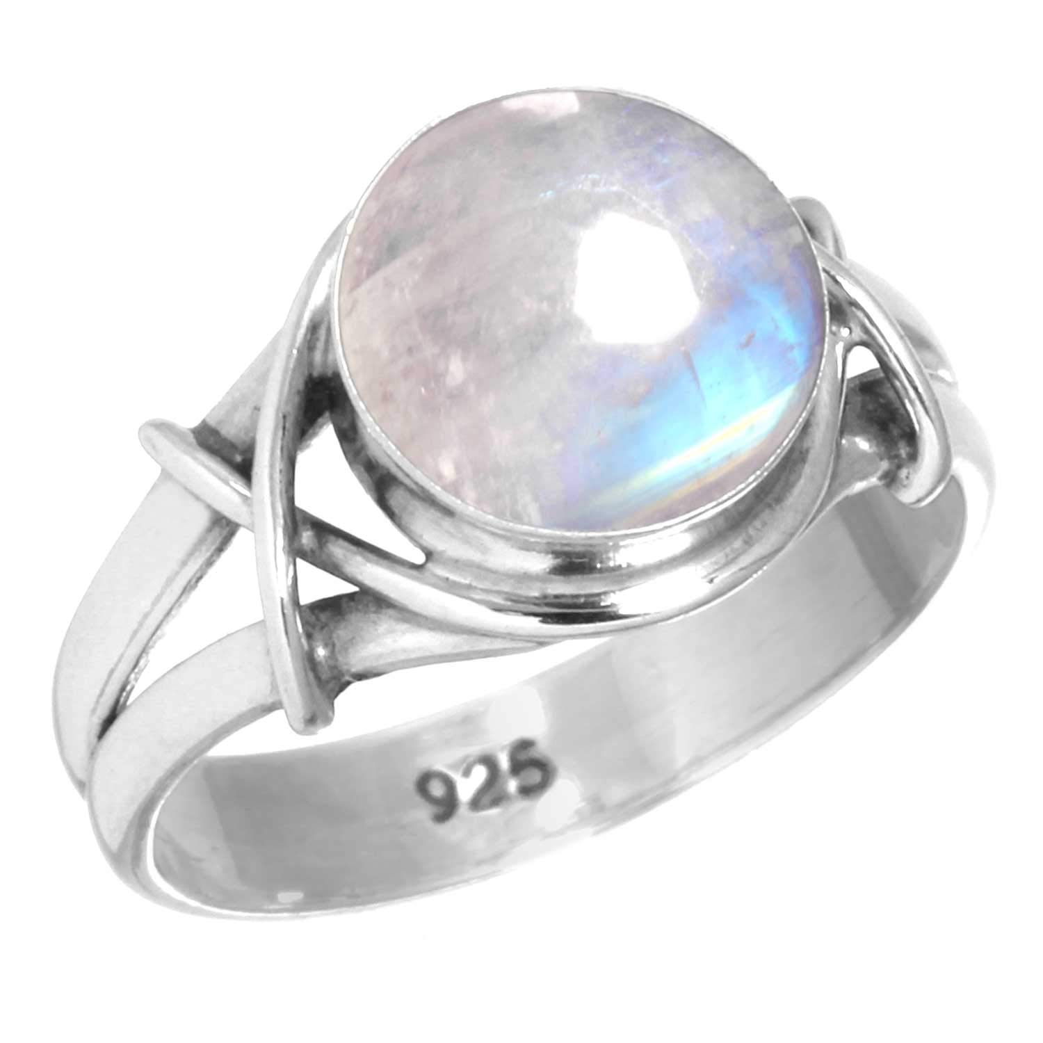 925 Sterling Silver Handmade Ring for Women 10 MM Round Gemstone Fashion Jewelry for Gift (99085_R)