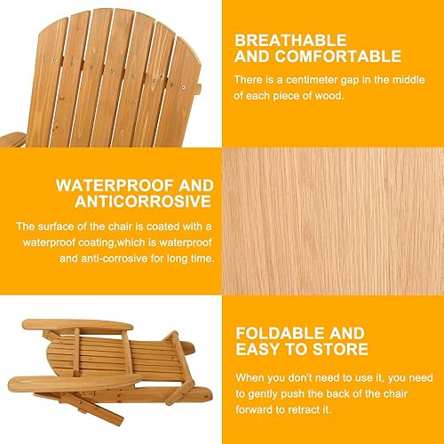 Miniatura 5 de MayBee Silla plegable Adirondack de madera con acabado natural