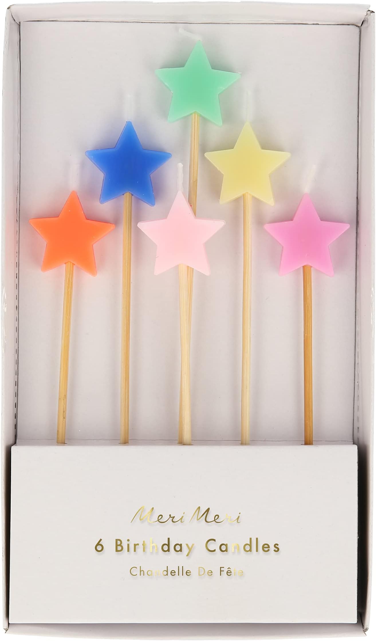 Star Birthday Candles for Cake (Pack of 6), Unscented, Fun Birthday Candles
