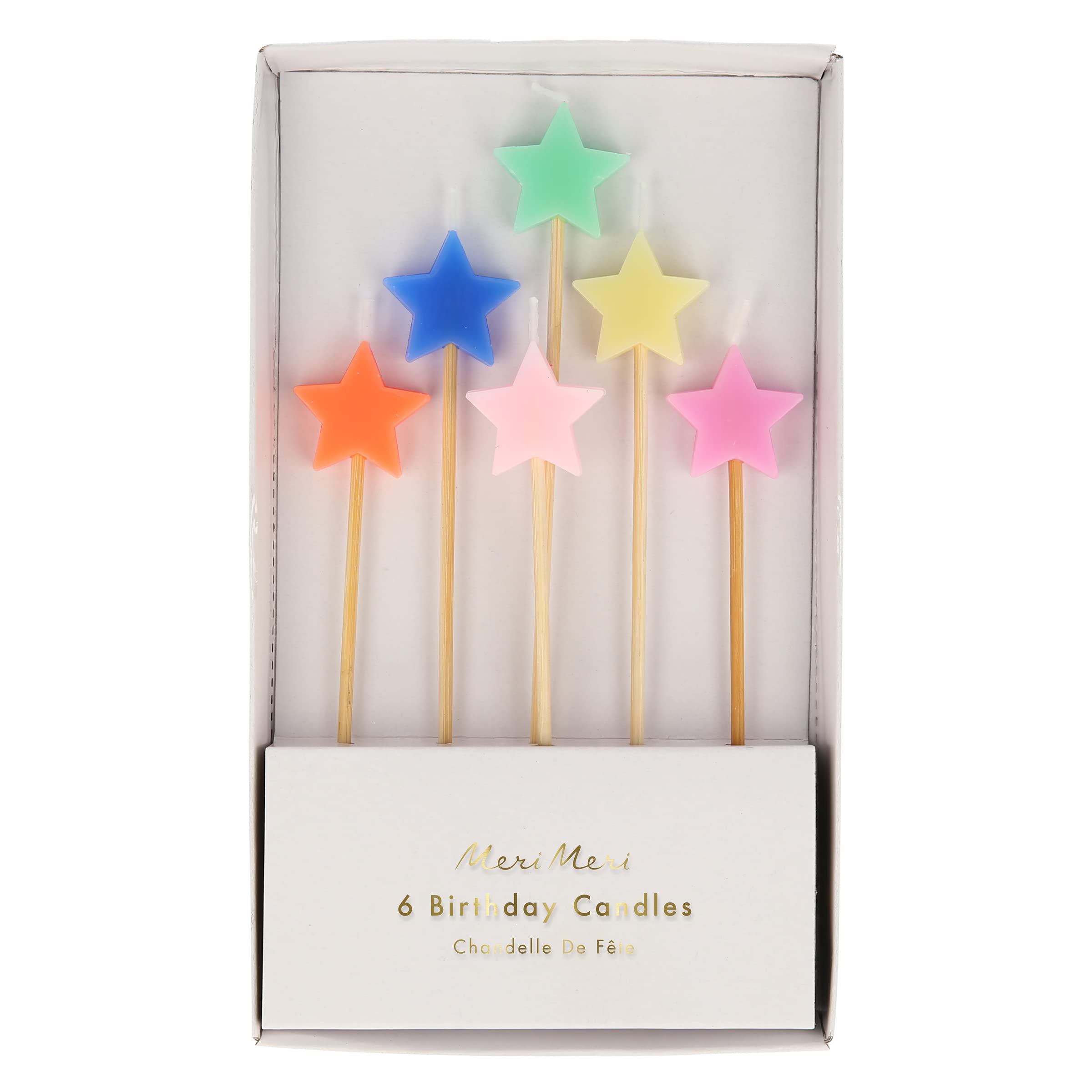 Meri Meri Star Birthday Candles for Cake (Pack of 6)