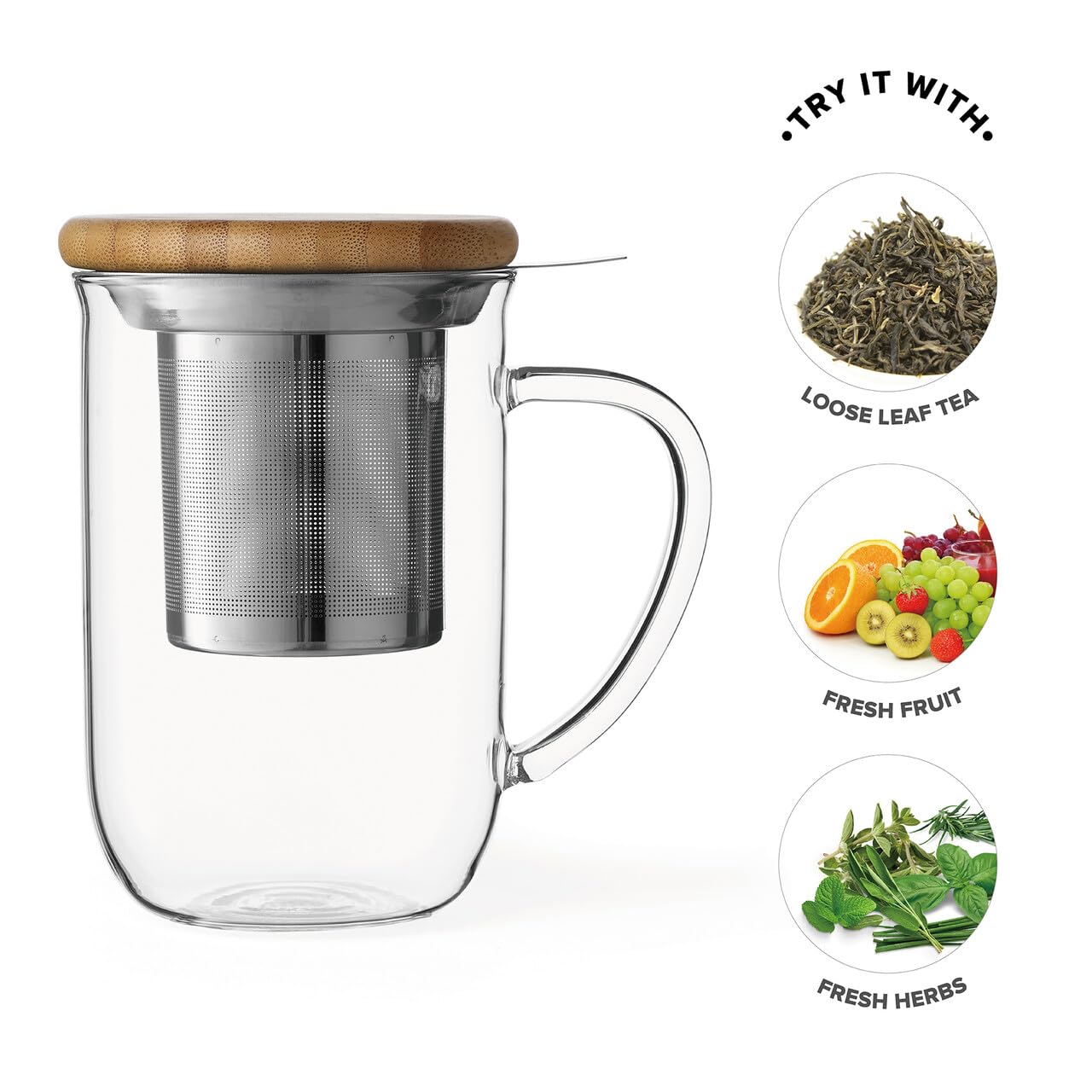 Viva Scandinavia Minima Balance Tazza da tè con infusore, Trasparente