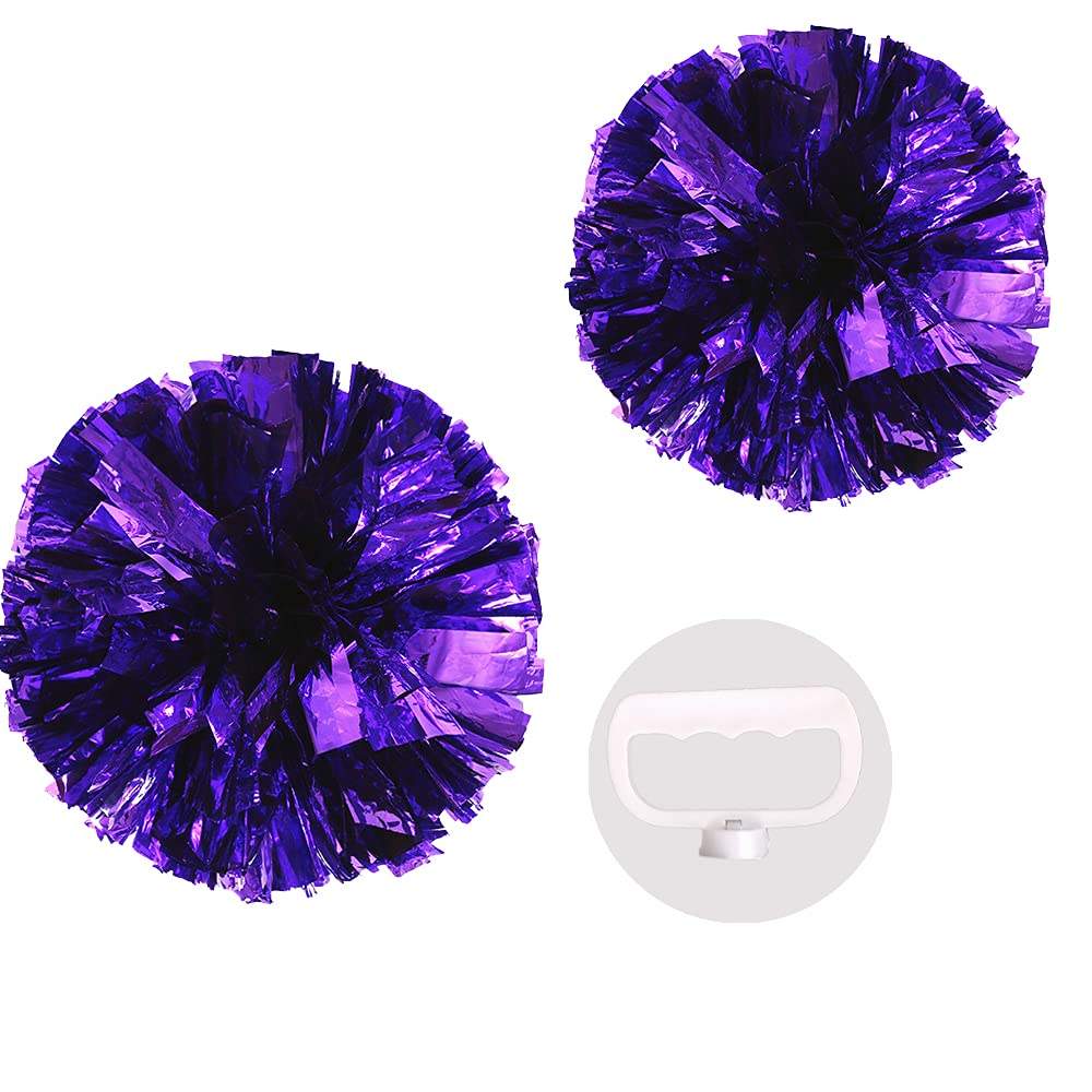 PUZINE 2pack/4pack 13" Cheerleading Metallic Foil & Plastic Ring Pom Poms Cheerleading Poms 100g