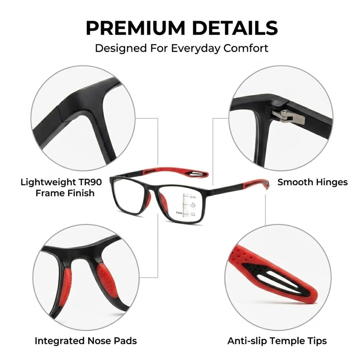 Generisch Gleitsichtbrille Lesebrille 3er-Pack, Leichte TR90 Sport Leser Brille mit Federscharniere, Blaulichtblockierende Computerbrille Für Herren Damen