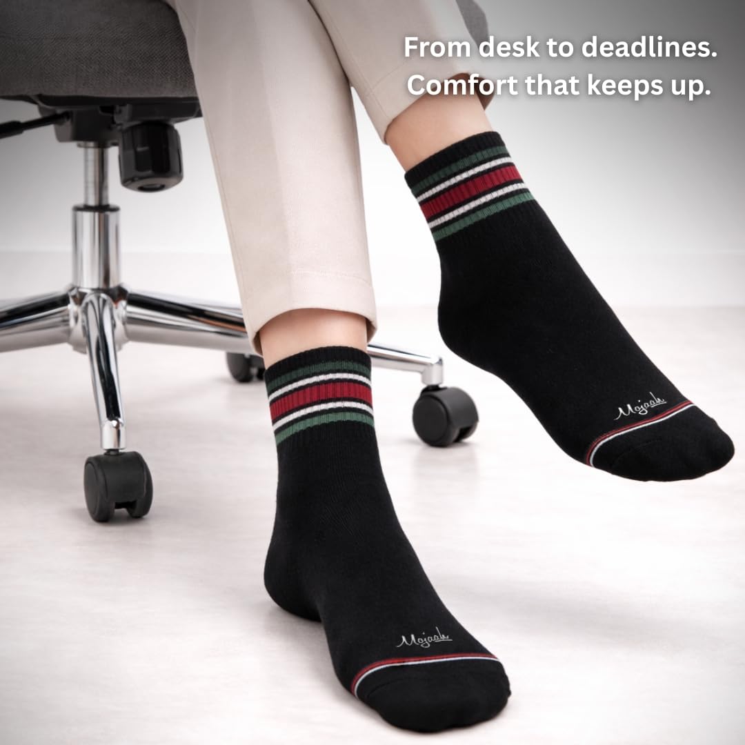 Mojaah Essentials Unisex Fine Cotton Ribbed Ankle Socks (Pack of 10, Multicolor) | Sweat Absorbent, Moisture Wicking, Ultra Soft, Breathable & Stretchable | Socks for Men & Women, Daily & Gym Wear 2