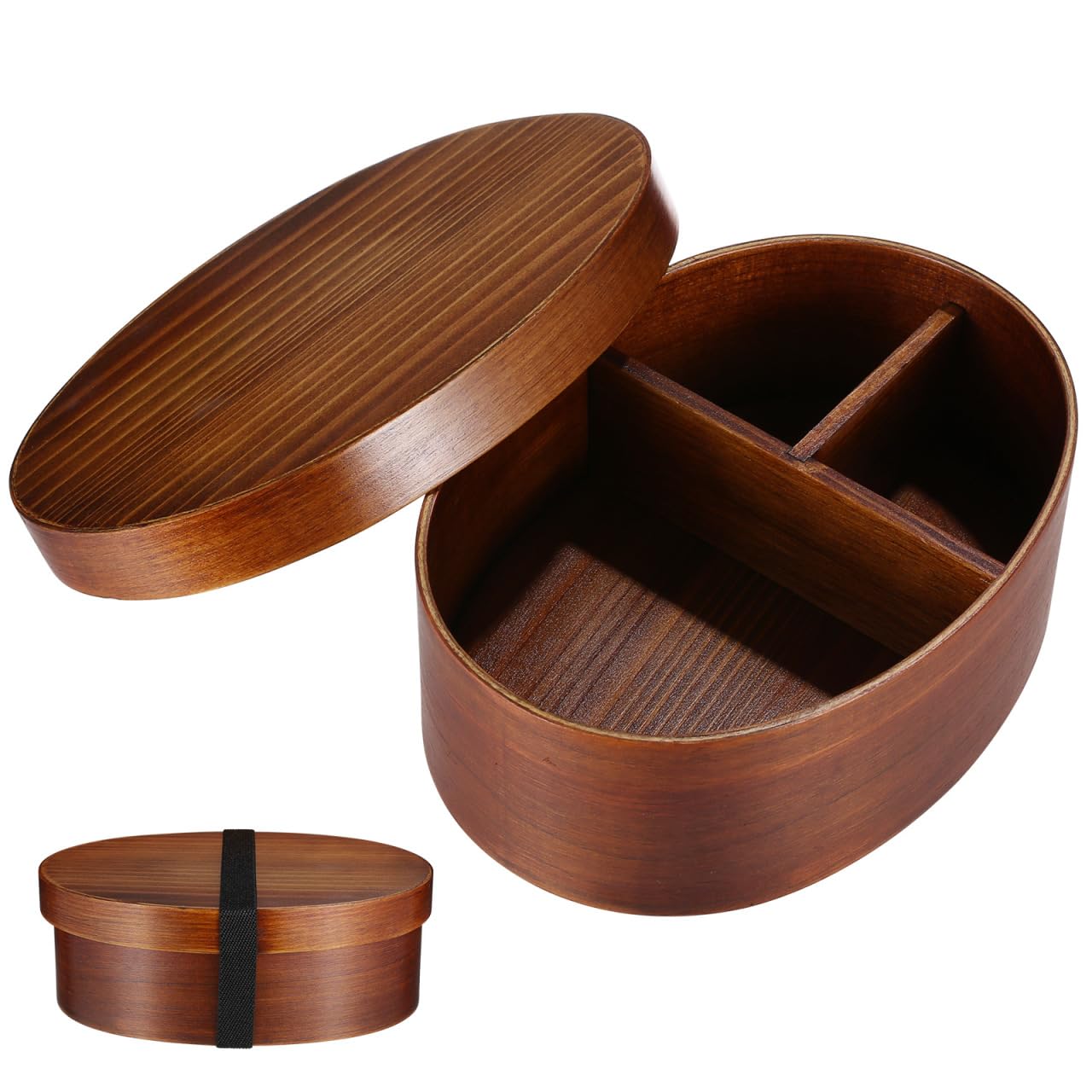 ABOOFAN 2pcs Japanese Bento Box Wood Splitter Lunch Box Japanese Food e Food Container Portable Lunch Containers Wood Sushi Bento e Style