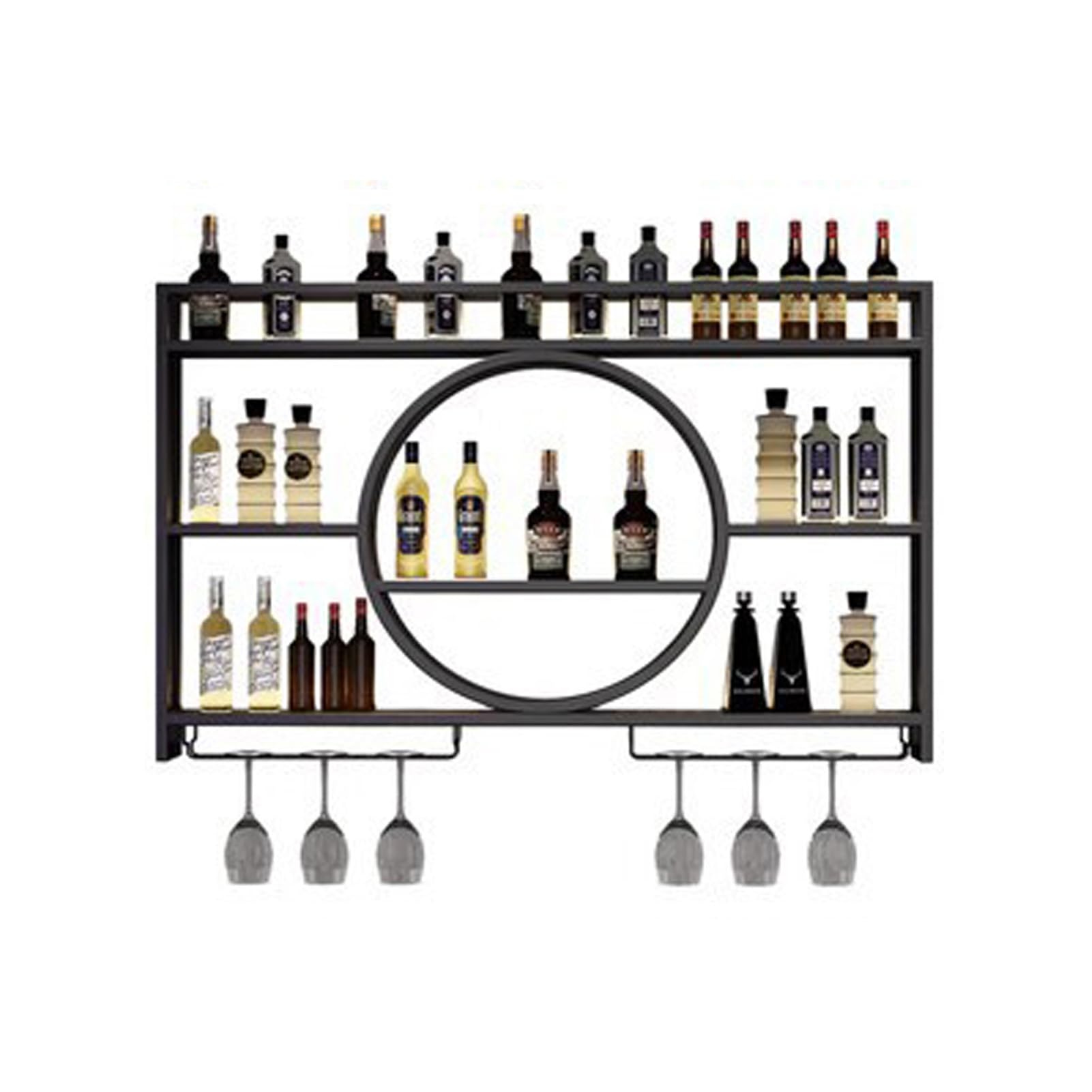 Casier à vin mural moderne avec support en verre et présentoir bouteille design