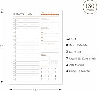 Vista 5 de Undated Daily Planner,MUIN 180Pages To Do List Notebook with Meal and Hourly Schedule for Women or Men ,Spiral Bound Appointment Journal,PVC