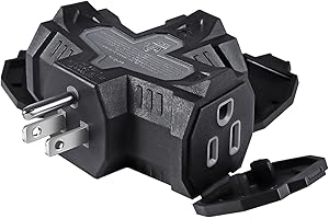 3 Outlet Indoor Outdoor Wall Adapter, Best Outdoor Weatherproof Multi-Outlet Plug Extender