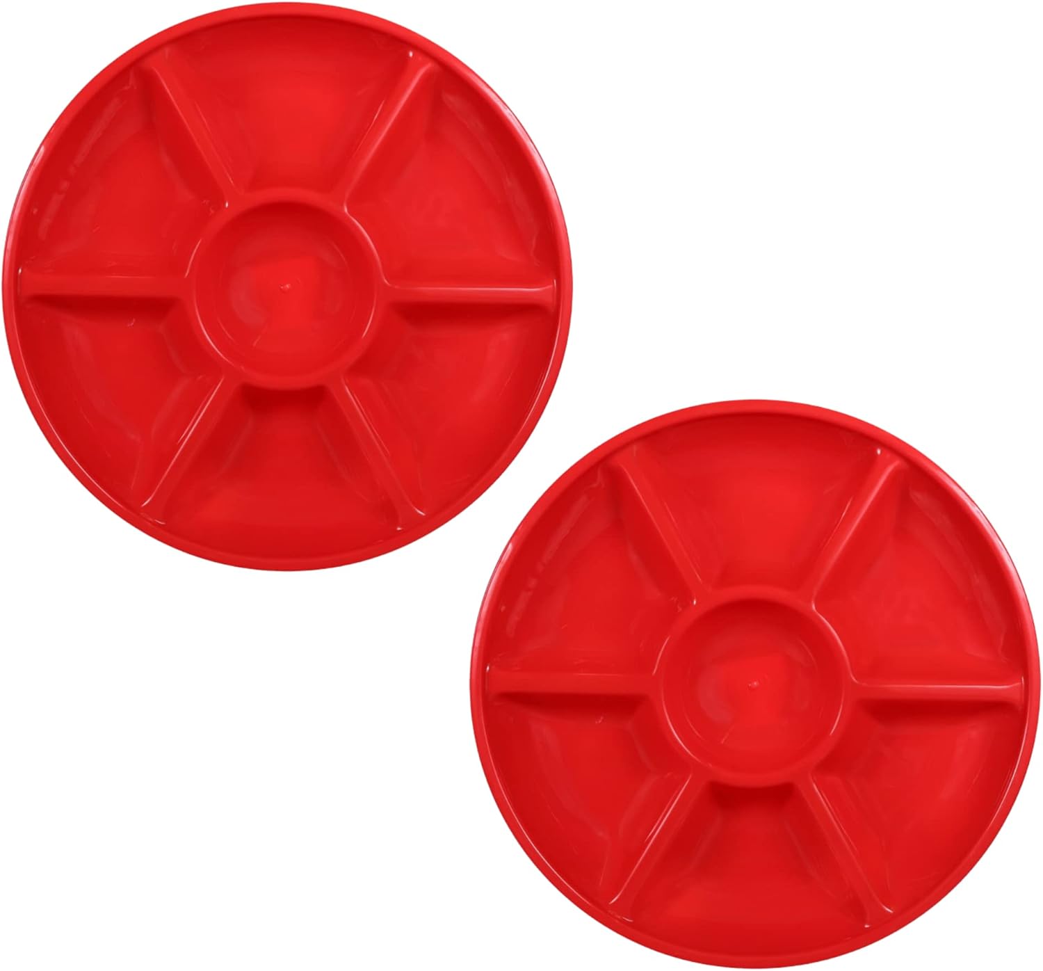 LSM Round Plastic Veggie Tray 13in Fruit Tray 7 Divided