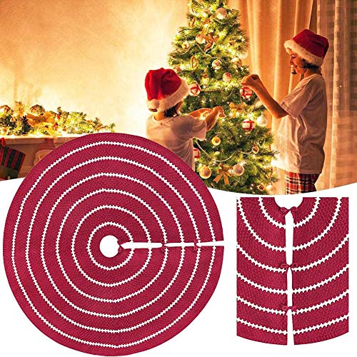Lazyspace Red And White Halloween Christmas Tree Skirt Target Xmas Tree Skirt,Circle Stripe Knitting Tree Mat Decoration For Halloween Xmas New Year Holiday Party - 48 Inches #TOP3