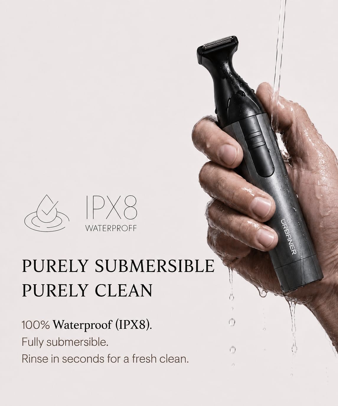URBANER Schnurrbart-Trimmer für Männer, zeitlich begrenzter Bonus: Holen Sie sich eine zusätzliche Nasen- und Ohrentrimmerklinge, japanischer Motor, wasserdicht, leicht, batteriebetriebener