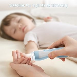 Prolixity Baby Nail Trimmer Electric, 15 in 1 Baby Nail Clippers for Gentle Nail Care, Rechargeable Baby Nail File Electric with Light &15 Grinding Pads for Infant Toddler, Blue