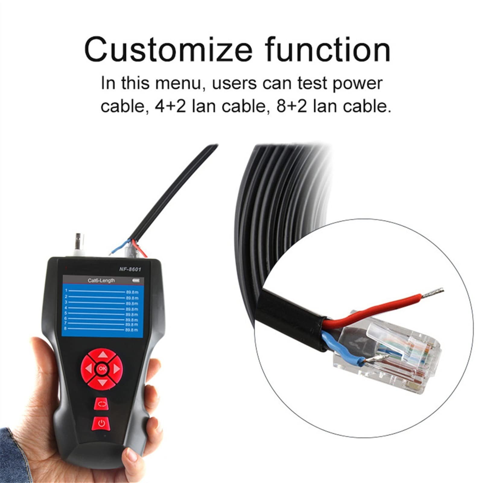 Tester kabli sieciowych, Oryginalny Updated Funkcja Multipurpose Linia Tracker POE-PING Tester pomiaru długości kabel z 8szt zdalnego NF8601W